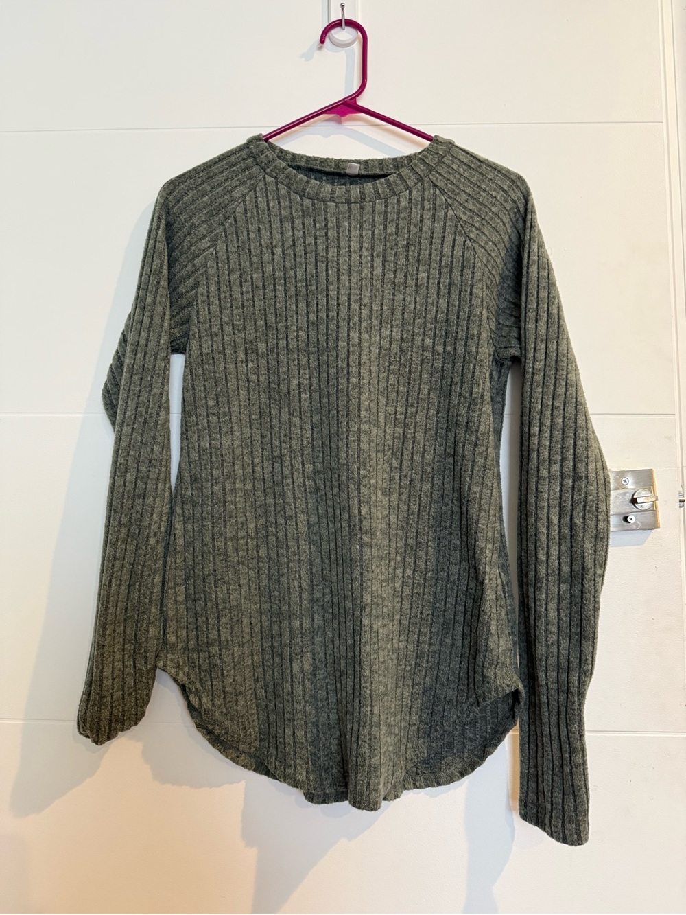 Amazon Women's Ribbed Long Sleeve Tee - Olive Green